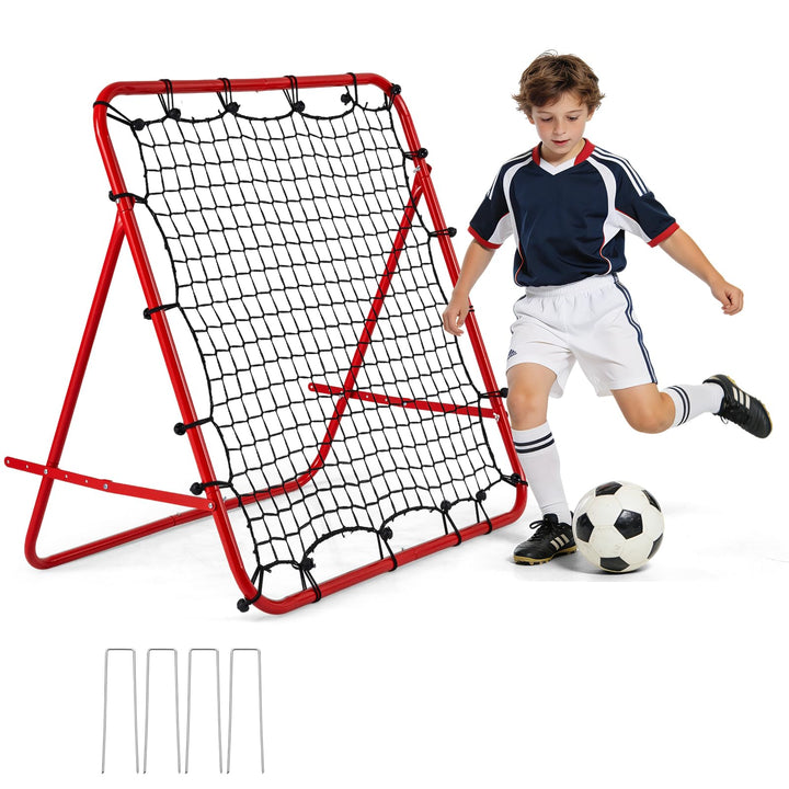 COSTWAY Rebounder für Fussball, 100 x 100 cm Rebound Netz faltbar mit verstellbaren Winkeln, Fussbal