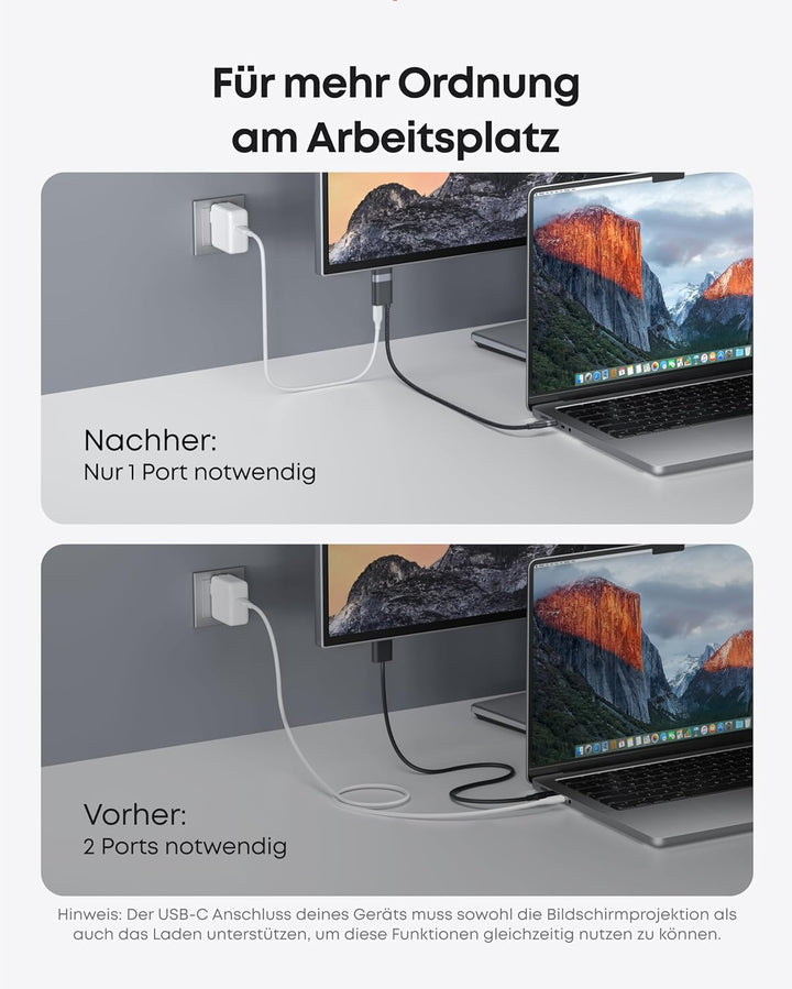 Anker Nano USB-C auf HDMI-Kabel Adapter mit 140W PD Schnelllade-Port, 4K@60Hz HDMI auf USB-C Kabel,