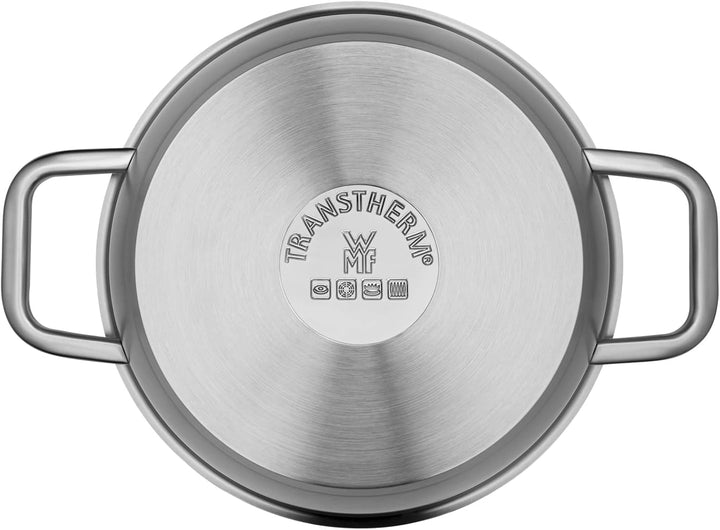 WMF Iconic Kochtopf gross 22cm, Metalldeckel, Bratentopf Induktion 3,2l, grosser Topf, Cromargan Ede