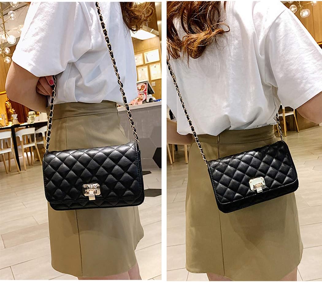 Damen Leder Schultertasche Mode Clutch Handtasche gesteppt Designer Crossbody Tasche mit Kettenrieme