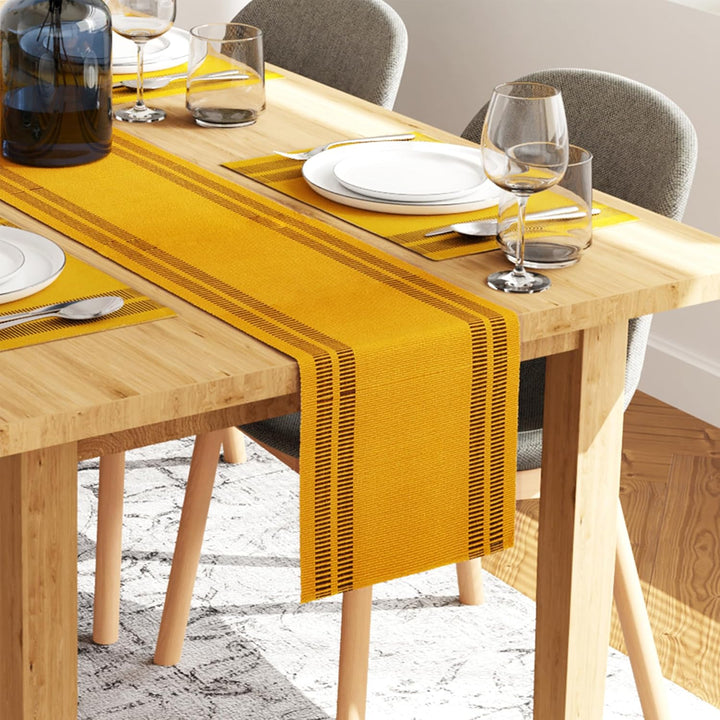 Encasa Homes Esszimmer-Set (6 Tischsets + 1 Tischläufer) | Leiter gelb | Fein gerippte Baumwolle | M