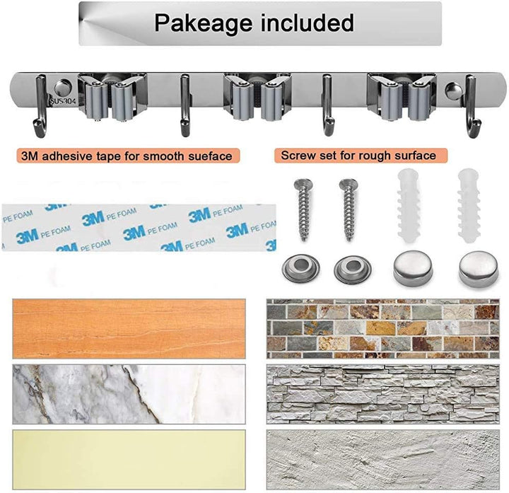Copiel Mop Halter, Edelstahl Wandregal Besen montiert Storage Organizer Hochleistungswerkzeug Kleide