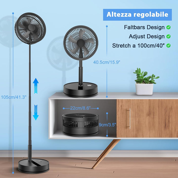 LBSTP 22dB Leise Ventilator mit Fernbedienung-8" Klein Faltbarer Standventilator & Tischventilator m