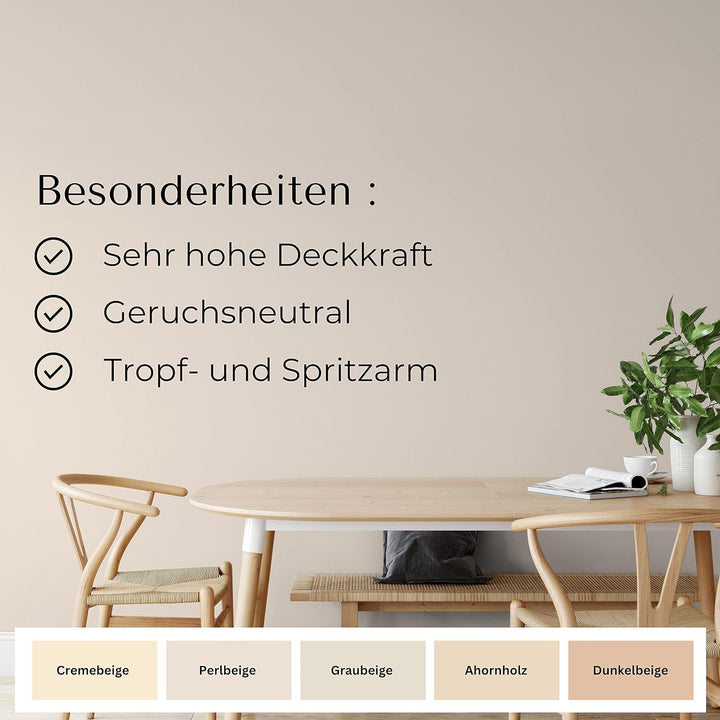 derendo Fühl Dich Wohl Deine Farbe beige, matte Wandfarbe beige, hohe Deckkraft, verschiedene Beiget