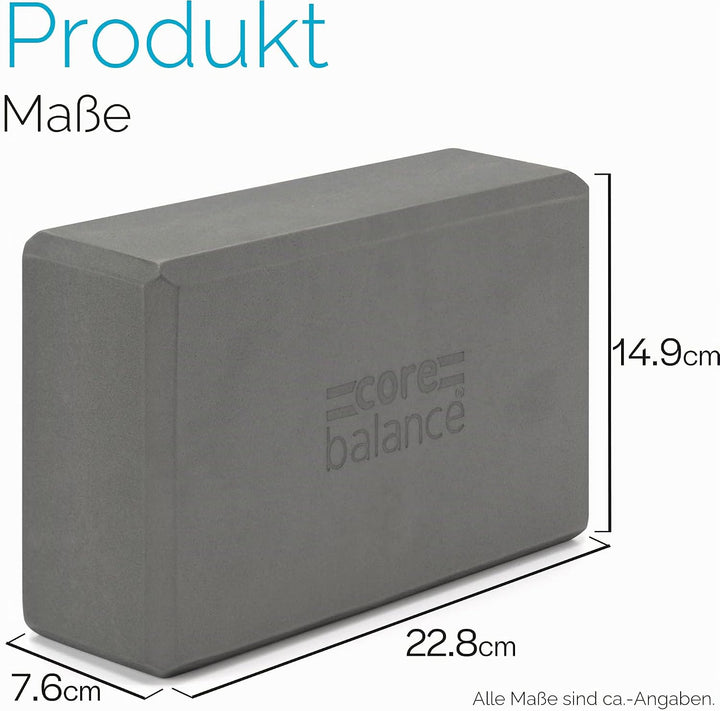 Core Balance Yoga Blocks im Doppelpack & GRATIS Yoga-Gurt, 2 STK. Eva Schaumstoff-Blöcke, robust & l