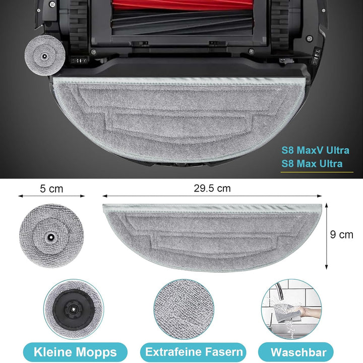 RUKHOOL Zubehör für Roborock S8 Maxv Ultra Ersatzteile Zubehörset mit 4 Staubbeutel, 2 Hauptbürste,