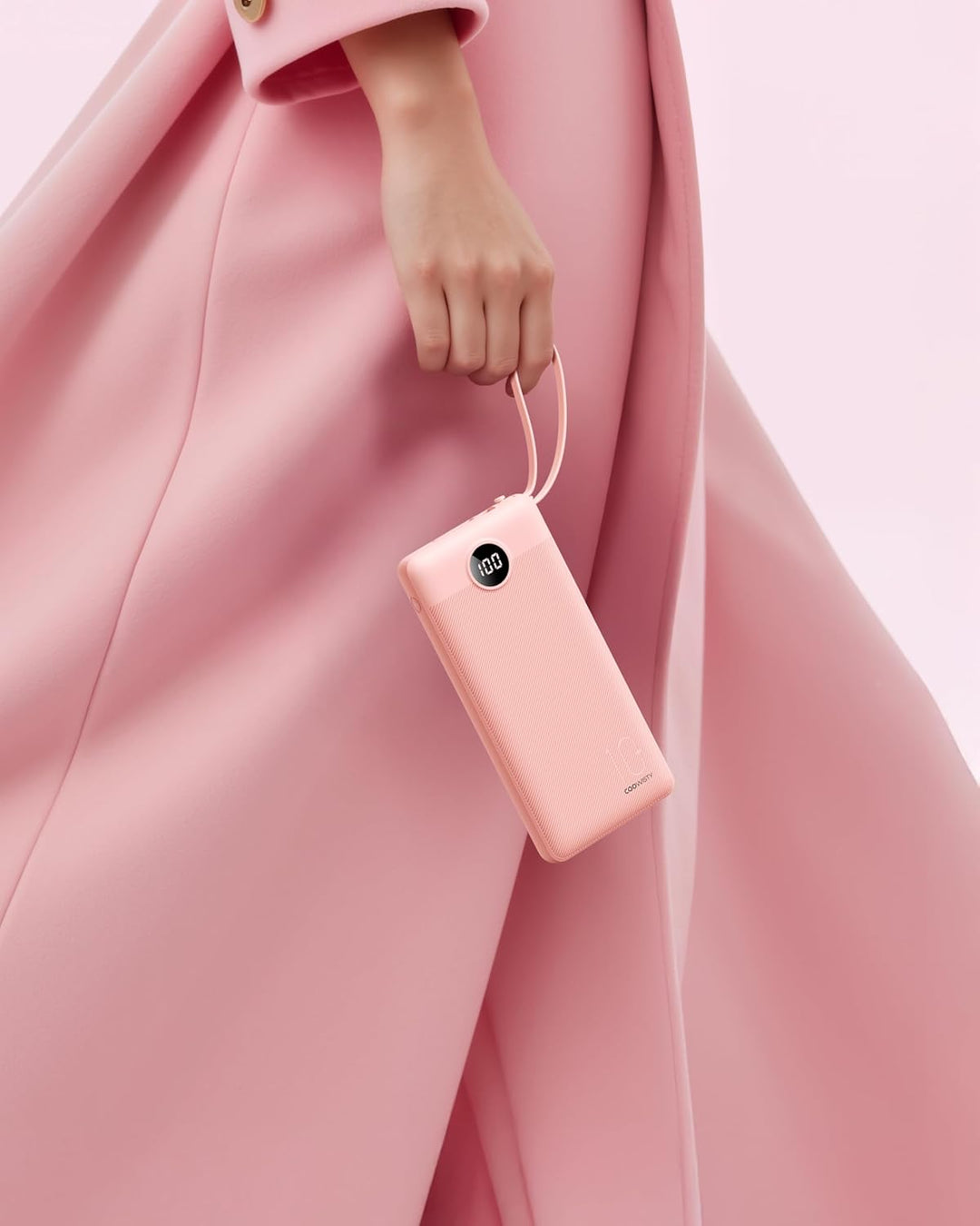 10000mAh Powerbank mit Ladekabel, Tragbares Ladegerät USB C, 5 Ausgänge 2 Eingänge LED Display Exter
