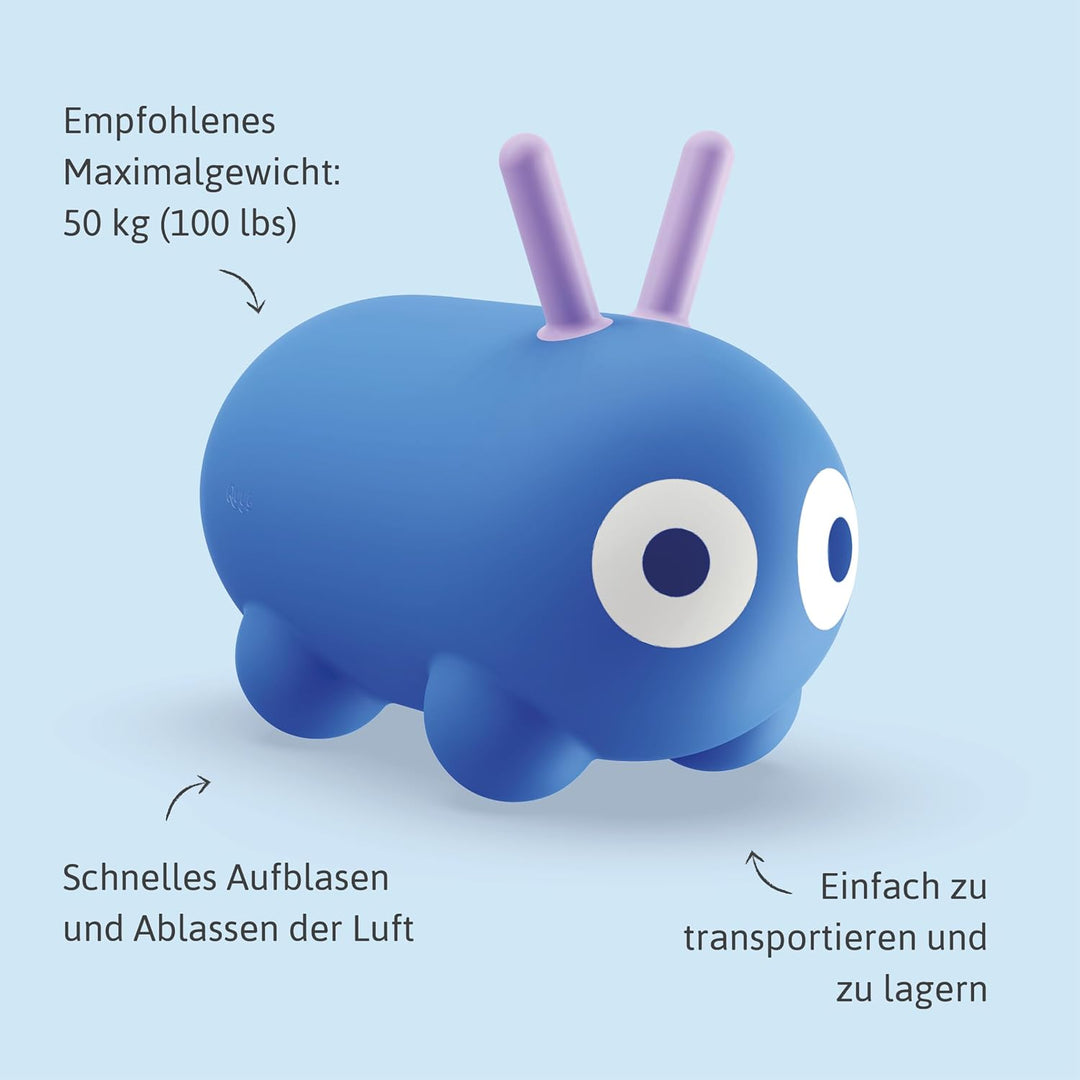 Quut – Skippi-Sprungtier – Aufblasbares Hüpfspielzeug – drinnen und draussen – Pumpe inklusive – 35