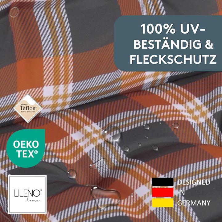 LILENO HOME Gartenstuhl Auflagen als [2er Set - Niedriglehner] in Karo Rot - Bequeme Liegen als Sitz