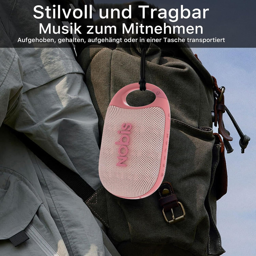 NOBIS Clip N1 Tragbarer Bluetooth Lautsprecher mit App, Beat-Modus, bis zu 24 Stunden Spielzeit, IP6