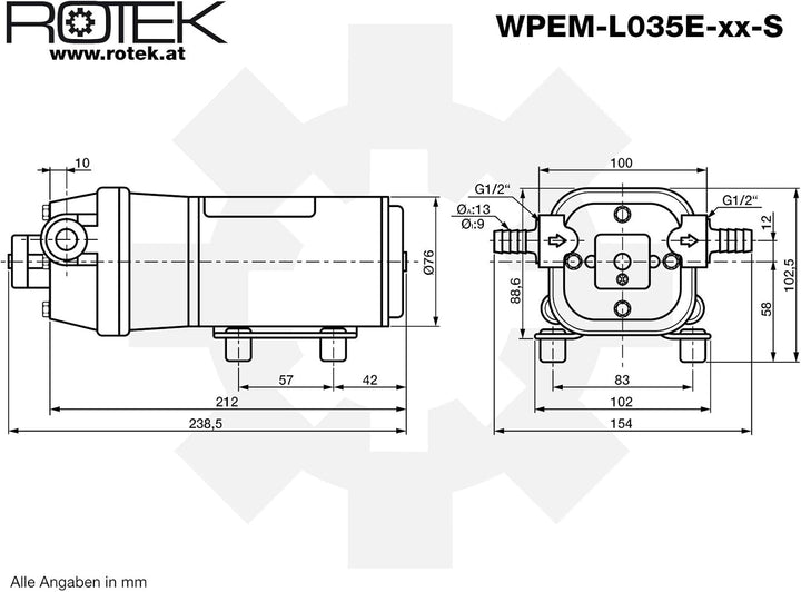 Mini-Membranpumpe mit 24V Gleichstrommotor, WPEM-L035E-24-S, WPEM-L035E-24-S