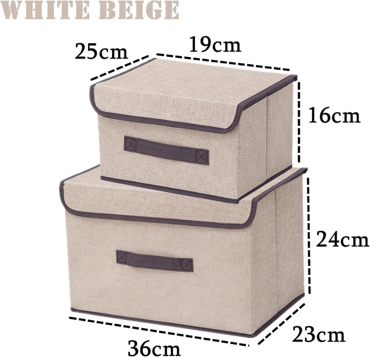 NCRGB 8 Stück Stoff Faltbare Aufbewahrungsboxen mit Deckel(36cm/4 Pack+26cm/4 Pack,Stoffaufbewahrung