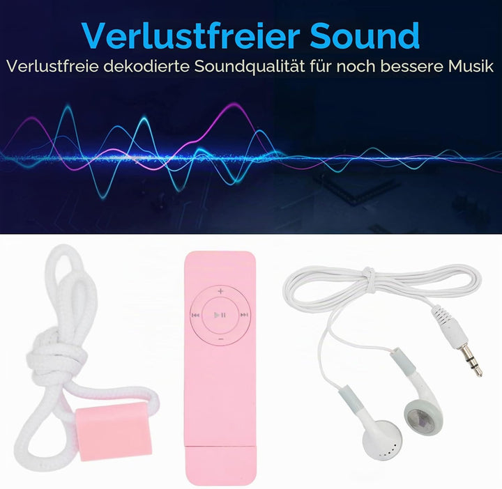 ASHATA MP3-Player, USB-MP3-Player, Schüler-MP3-Player, Walkman, Verlustfreier Sound, Plug-in-Speiche