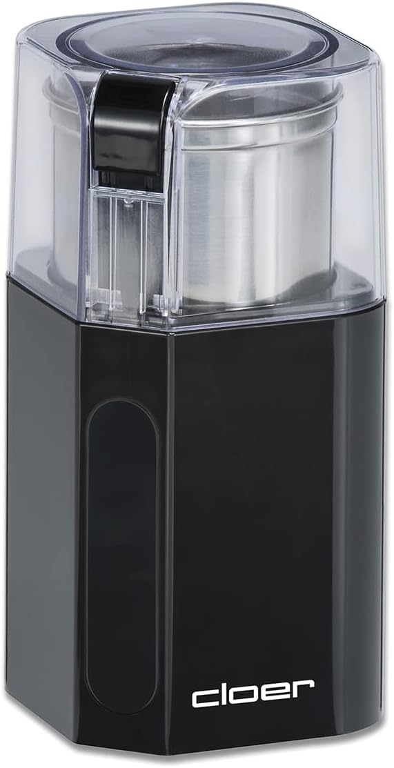 Cloer 7580 Elektrische Kaffee-und Gewürzmühle, 200 W, für Pesto, Nüsse und Getreide, bis zu 70 g Kaf