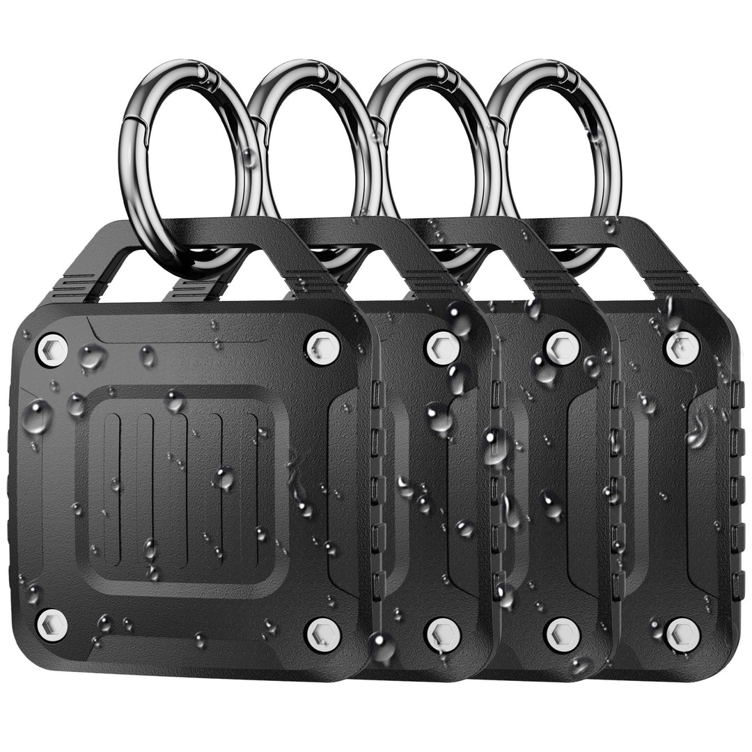 DDJ 4 Pack Air Tracker Tags Halter für Apple Airtag, IPX8 wasserdichte Schutzhülle mit Metall Schlüs