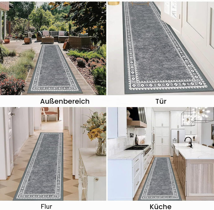 Enyhom Lang Teppich Läufer 66 x 240 cm Waschbar rutschfest Läufer Flur Teppich Küchenläufer dauerhaf
