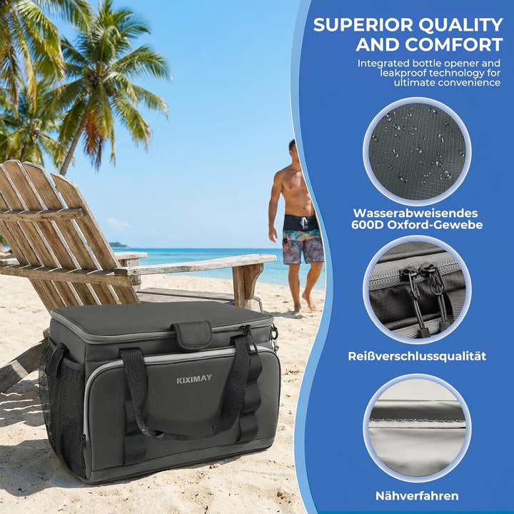 30L Kühltasche Gross Faltbar Kühlbox, Kühltasche für Essen & Getränke, Kühltasche Picknicktasche, Is