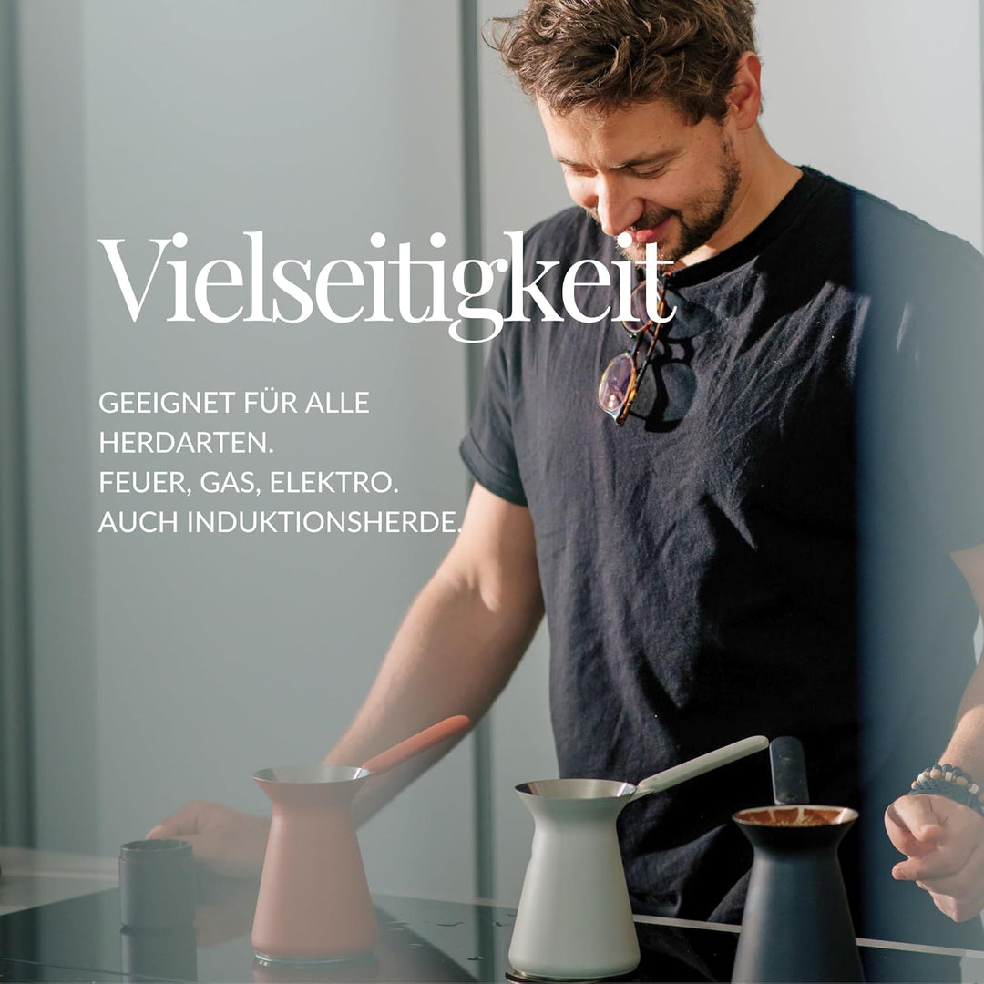 OTTO: Moderne türkische Kaffeekanne 550 ml, Edelstahl - BLACK - Funktioniert bei allen Herdarten Sch