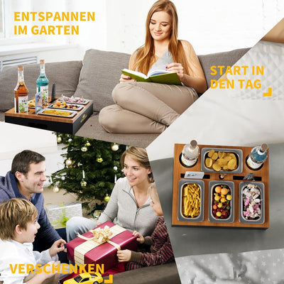 Couchbar, Sofa Organizer auf dem Beistelltische Couchtisch, Couchbar Holz als Bier Geschenke für Män