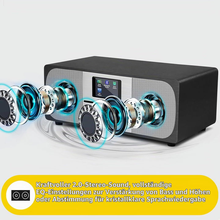 Stereo Digitalradio CD-Player | HiFi-System | DAB+, USB MP3, Bluetooth5.3, UKW | Leistungsstarkes St