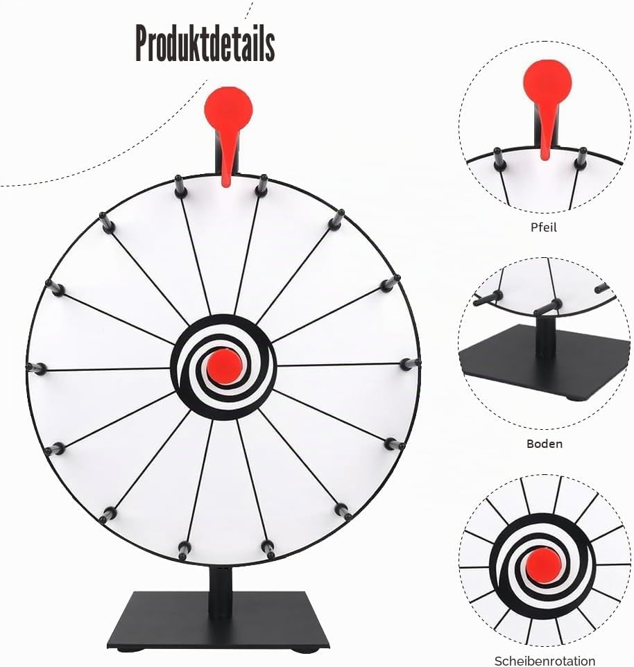 Glücksrad Zum Drehen,30cm Glücksrad Zum Selbstgestalten mit 14 Slots,Spinning Prize Wheel Spielzeug
