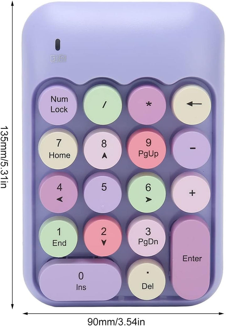 Ejoyous Drahtloses Zahlenpad, Ergonomic Retro 2.4GHz Numericastey, 18 Tasten Farbenfrohe Runde Tasta
