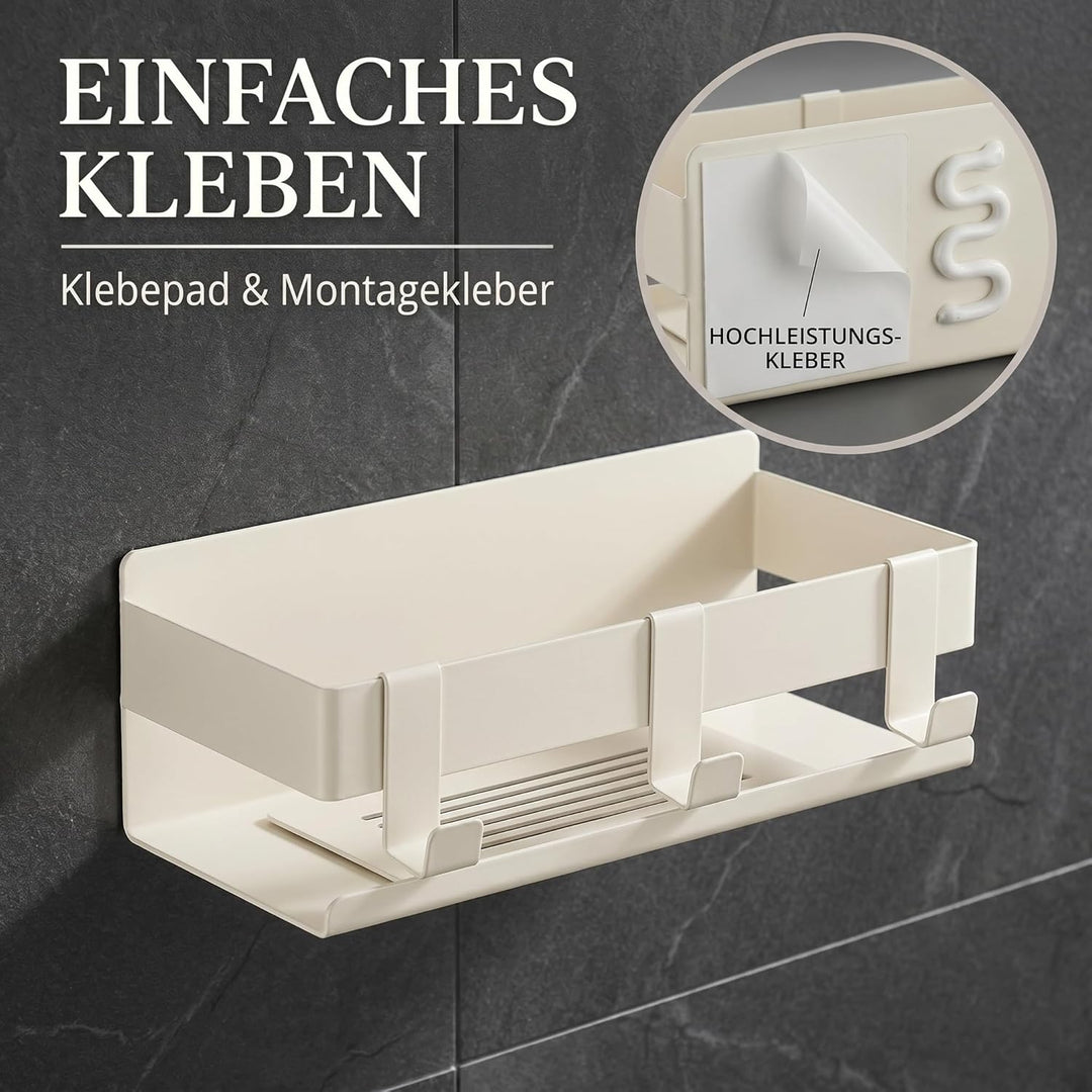 DEKAZIA® Duschablage ohne Bohren weiss beige | Duschablage weiss ohne Bohren Duschablage ohne bohren