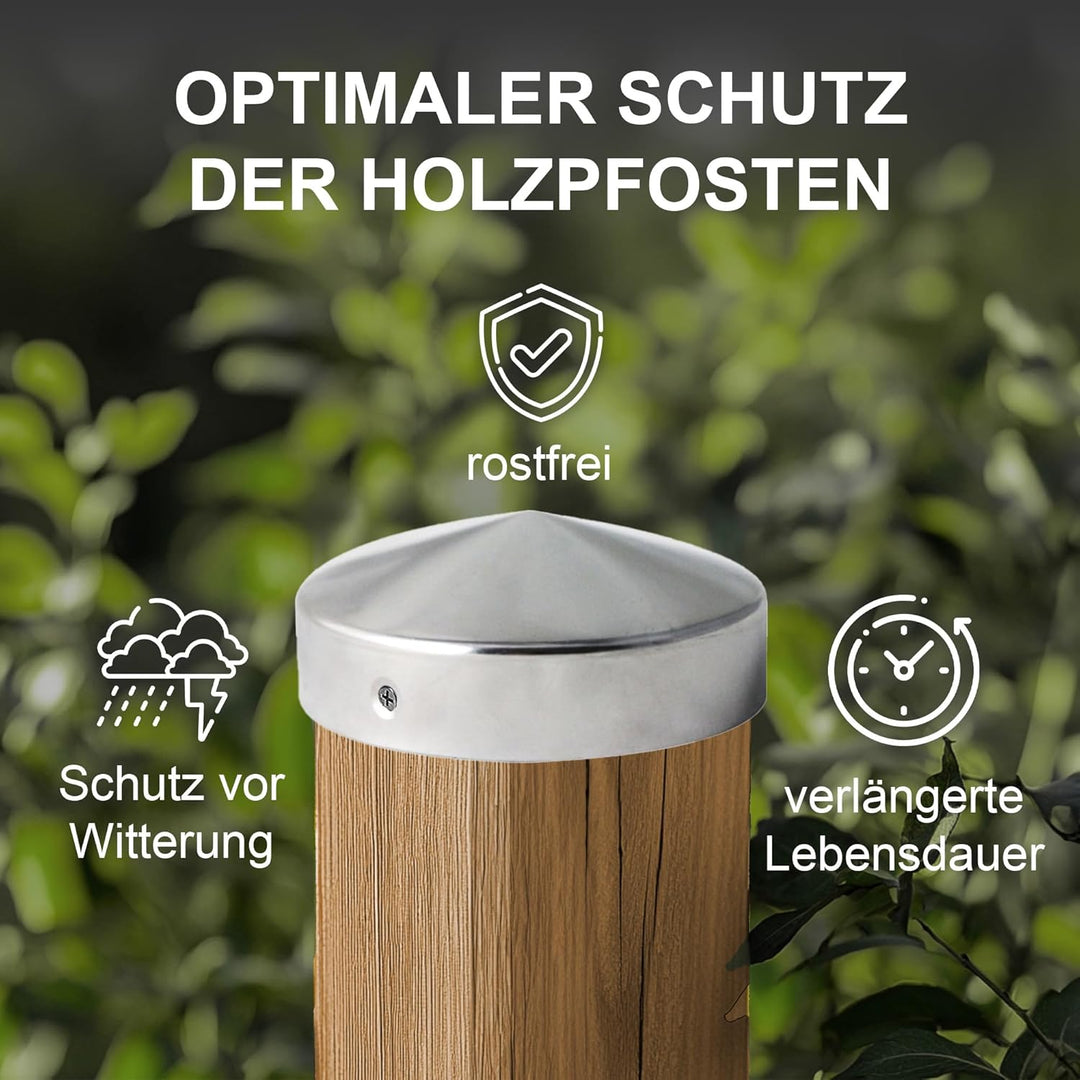 h2i Pfostenkappe Rund | Stahl verzinkt | Ø 101 mm | 10 Stück | Runde Abdeckkappe für Garten Holzpfos