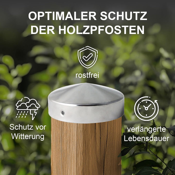 Pfostenkappe Rund | Stahl verzinkt | Ø 101 mm | 10 Stück | Runde Abdeckkappe für Garten Holzpfosten