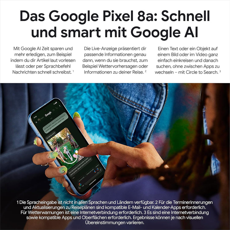 Google Pixel 8a: Android-Smartphone ohne SIM-Lock mit fortschrittlicher Pixel-Kamera, Langer Akkulau