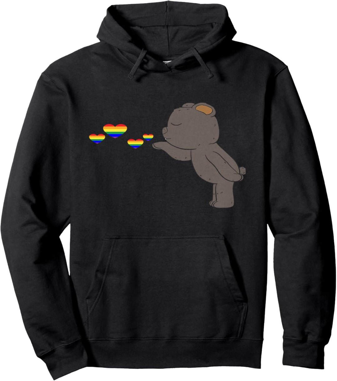 Bisexual Gay Trans LGBTQ Rainbow Teddy Bär Regenbogen Herzen Pullover Hoodie