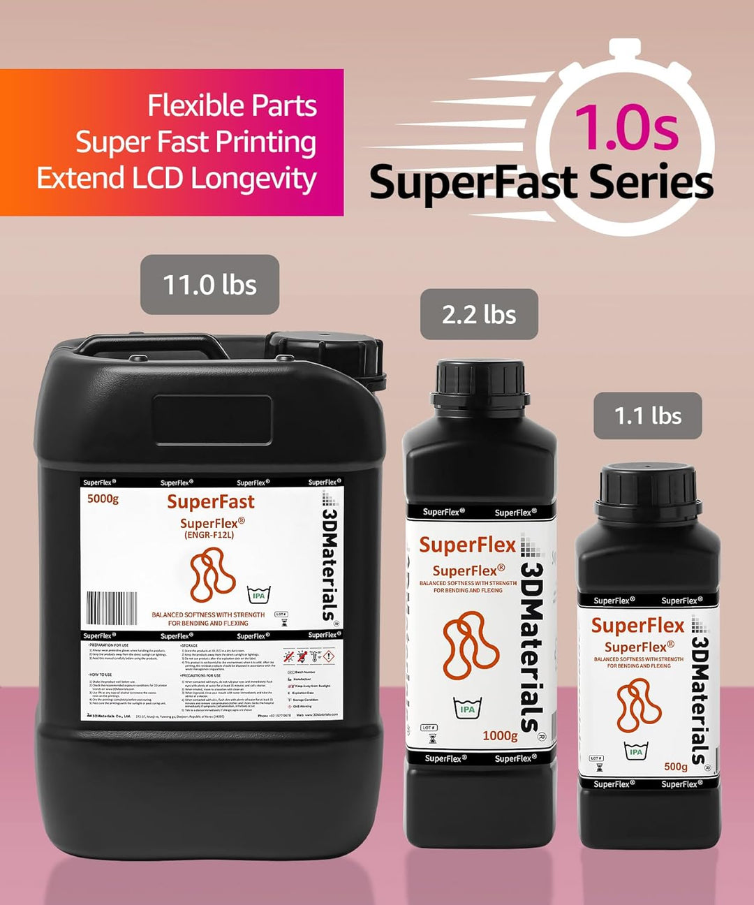 SuperFlex 3D-Druckerharz, Weichheit 80 A, Simuliert flexiblen gummi, hergestellt in Korea von 3DMate