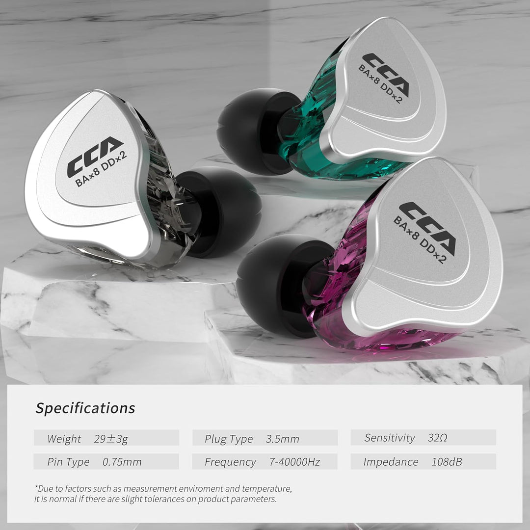 CCA C10 Hybrid-Treiber-In-Ear-Kopfhörer, HiFi-Stereo-Ohrhörer, leistungsstarker Bass, Sport-Headset