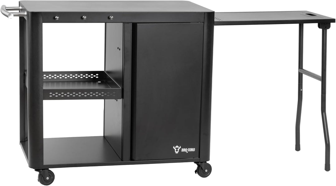 BBQ-Toro Grillwagen 95 x 50 x 80 cm | Schwarz | Grilltisch Mit Grosser Arbeitsfläche | Beistelltisch