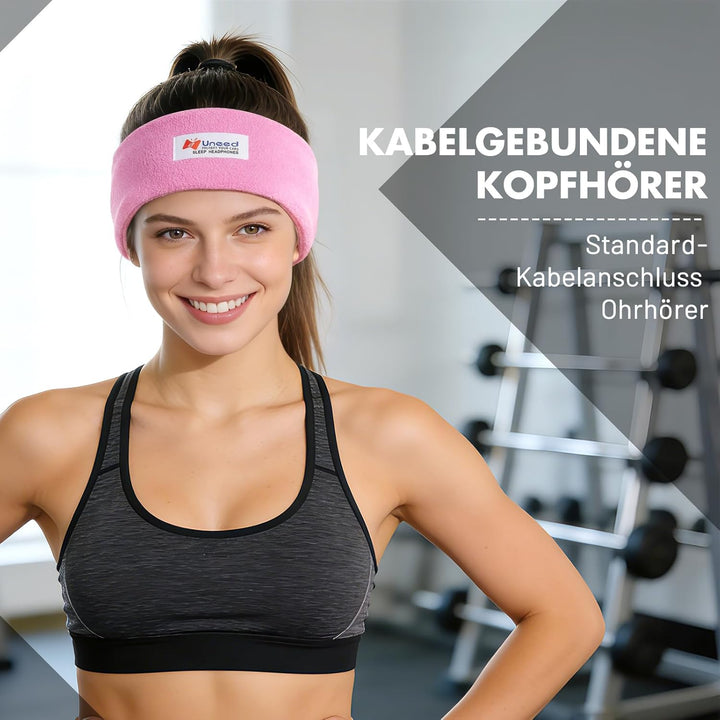 Sharplace Schlafkopfhörer Stirnband mit Kabel, Kopfhörer im Stirnband Sport, Soft Comfortable Wired
