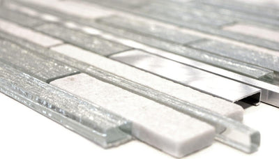 Mosaik Fliese Verbund Stäbchen Aluminium silber Verbund Glasmosaik für WAND BAD DUSCHE KÜCHE FLIESEN
