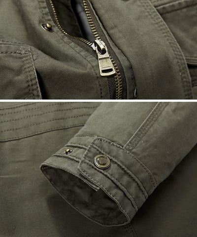 MERCIYD Herren Übergangsjacke Cargo Jacke Männer Stehkragen Baumwolle Jacke Multi Taschen Armeejacke