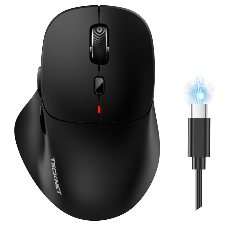 TECKNET Bluetooth Maus Wiederaufladbar, Maus Kabellos (Tri-Modi: BT5.0/3.0 + 2.4G) mit Ergonomische