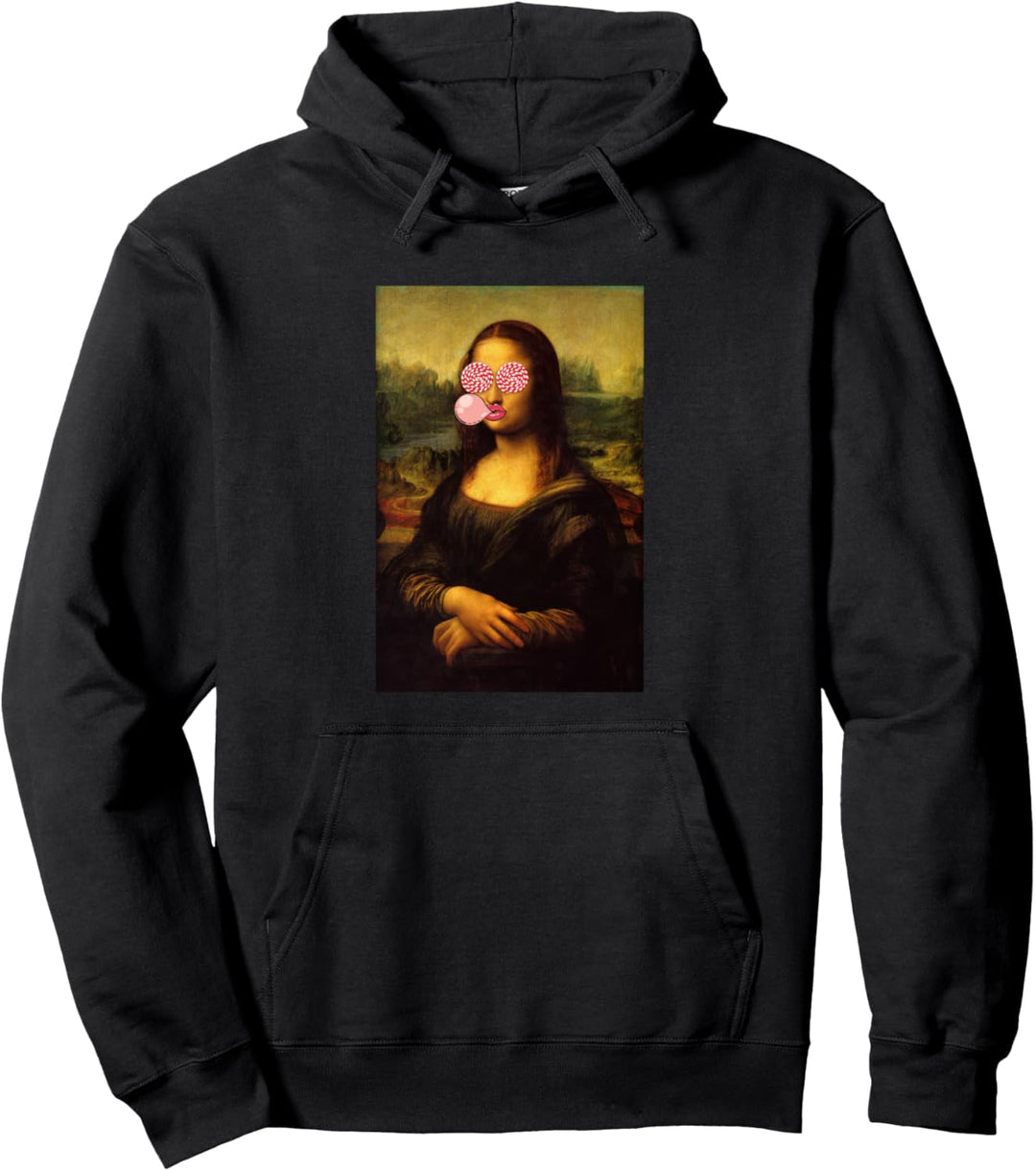 Funny Sarcastic French Mona Lisa Art Illustration Graphic Pullover Hoodie