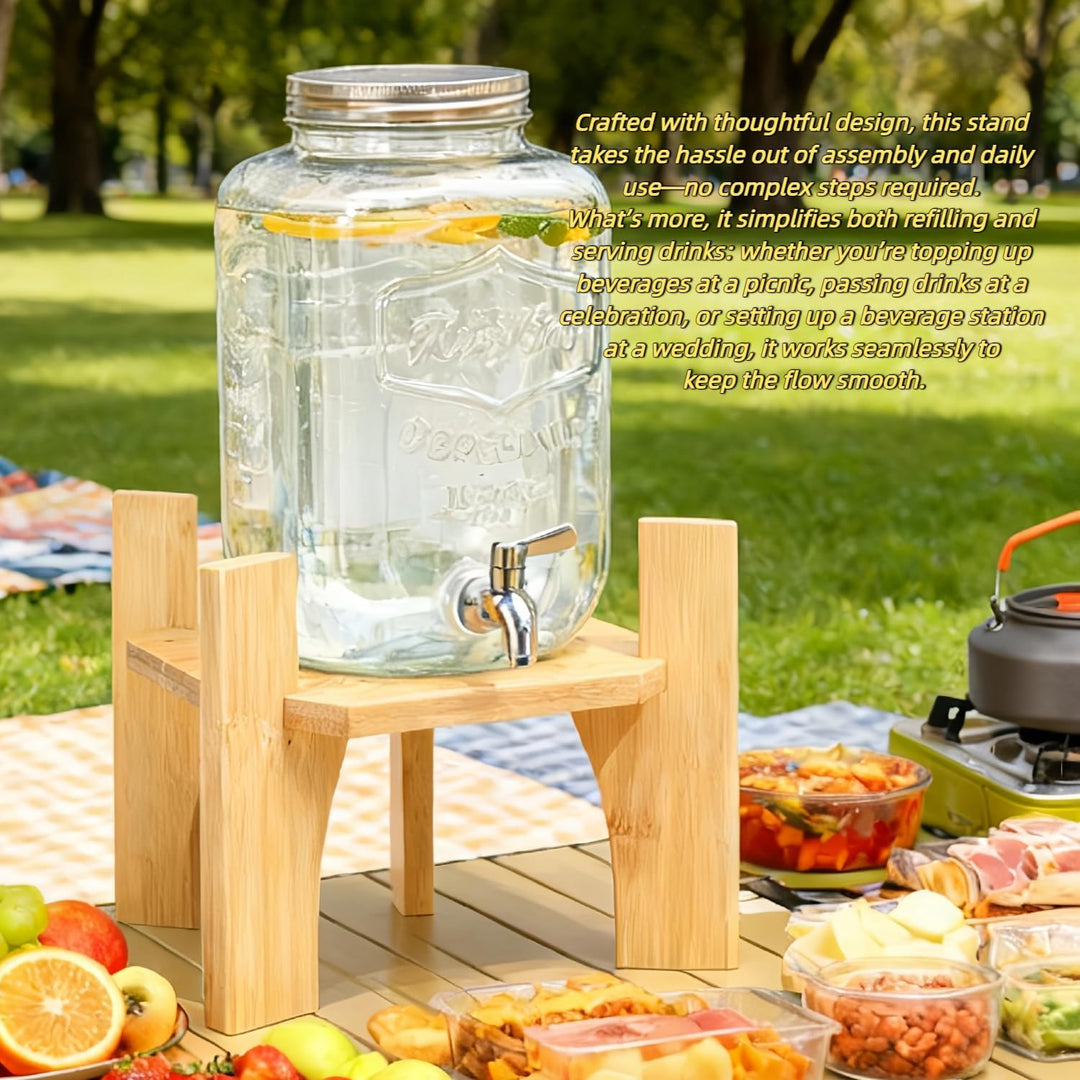 Wasserkannenhalter Ständer für Getränkespender, Robust Getränkespenderhalter, Holzständer mit Rundem