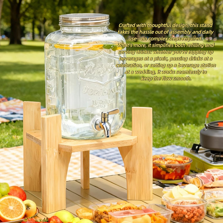 Wasserkannenhalter Ständer für Getränkespender, Robust Getränkespenderhalter, Holzständer mit Rundem