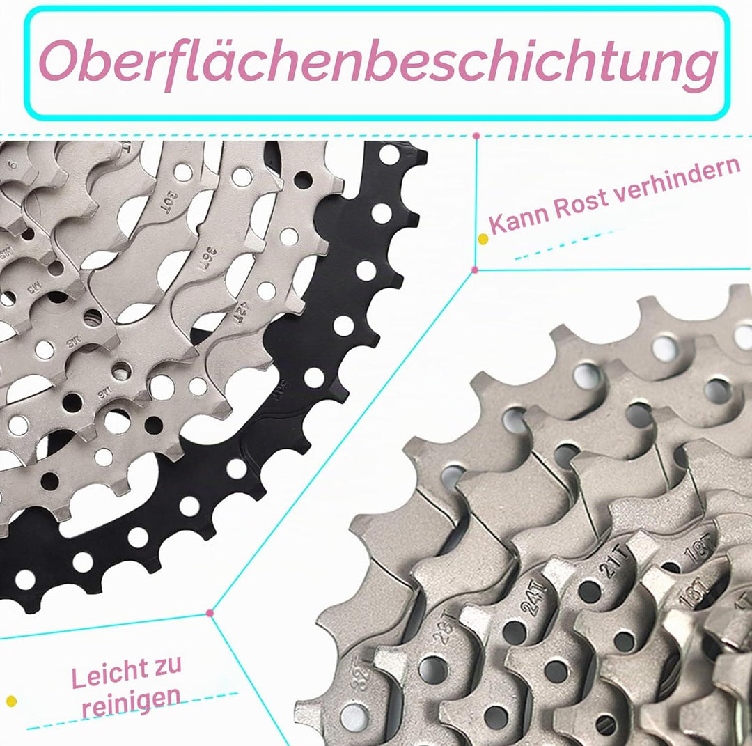 LANXUANR 9 Fach Fahrrad Kassetten ist für Mountainbikes und Rennräder geeignet. Superleicht 11-25T,