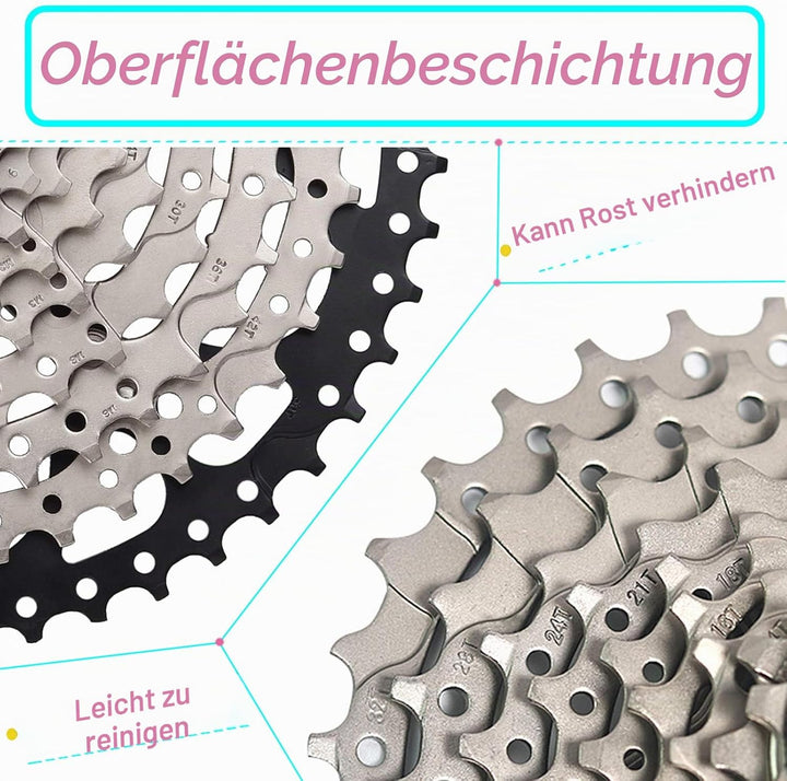 LANXUANR 9 Fach Fahrrad Kassetten ist für Mountainbikes und Rennräder geeignet. Superleicht 11-25T,