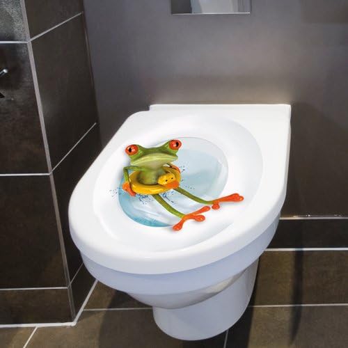 Frosch mit Rettungsring, WC Deckel Aufkleber Sticker, 30 x 40 cm