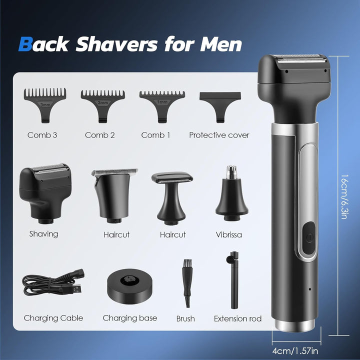 Elektrisch Rückenrasierer Herren, 4 in 1 Mens Rasierer Herren, Trimmer for Herren mit Faltbarem Grif