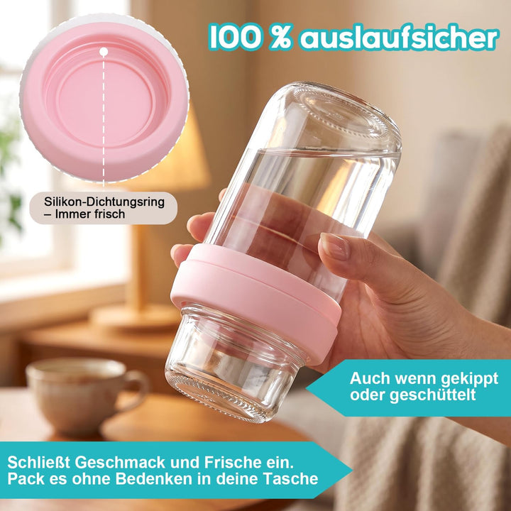 Overnight Oats Gläser, 4er 480+120ml, Spülmaschinenfest