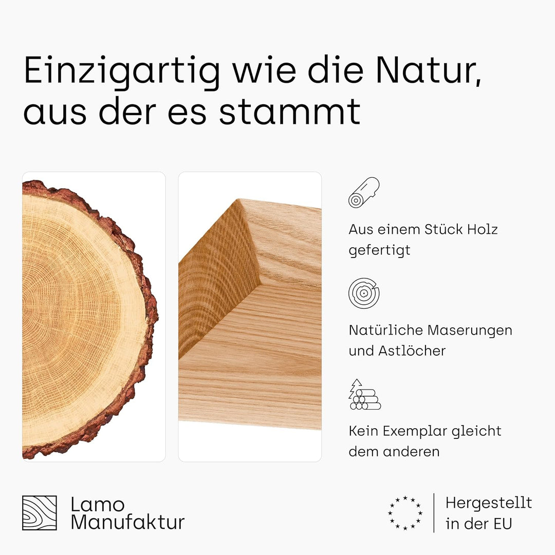 LAMO Manufaktur Schweberegal Holz mit unsichtbarer Befestigung | Wand Regal 80 cm breit für Wohnzimm