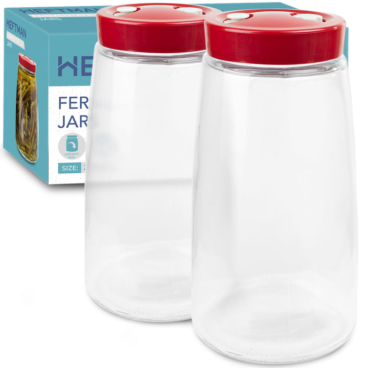 HEFTMAN Gärglas mit 1-Wege-Luftablassöffnung - 2,2 Liter, 2er Pack - Ideal zur sicheren Gärung für K
