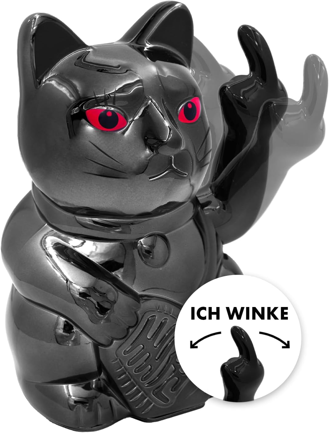 ANGRY CAT - Winkekatze Lucky CAT - Lustige winkende Katze - japanische Winkkatze mit Stinkefinger -