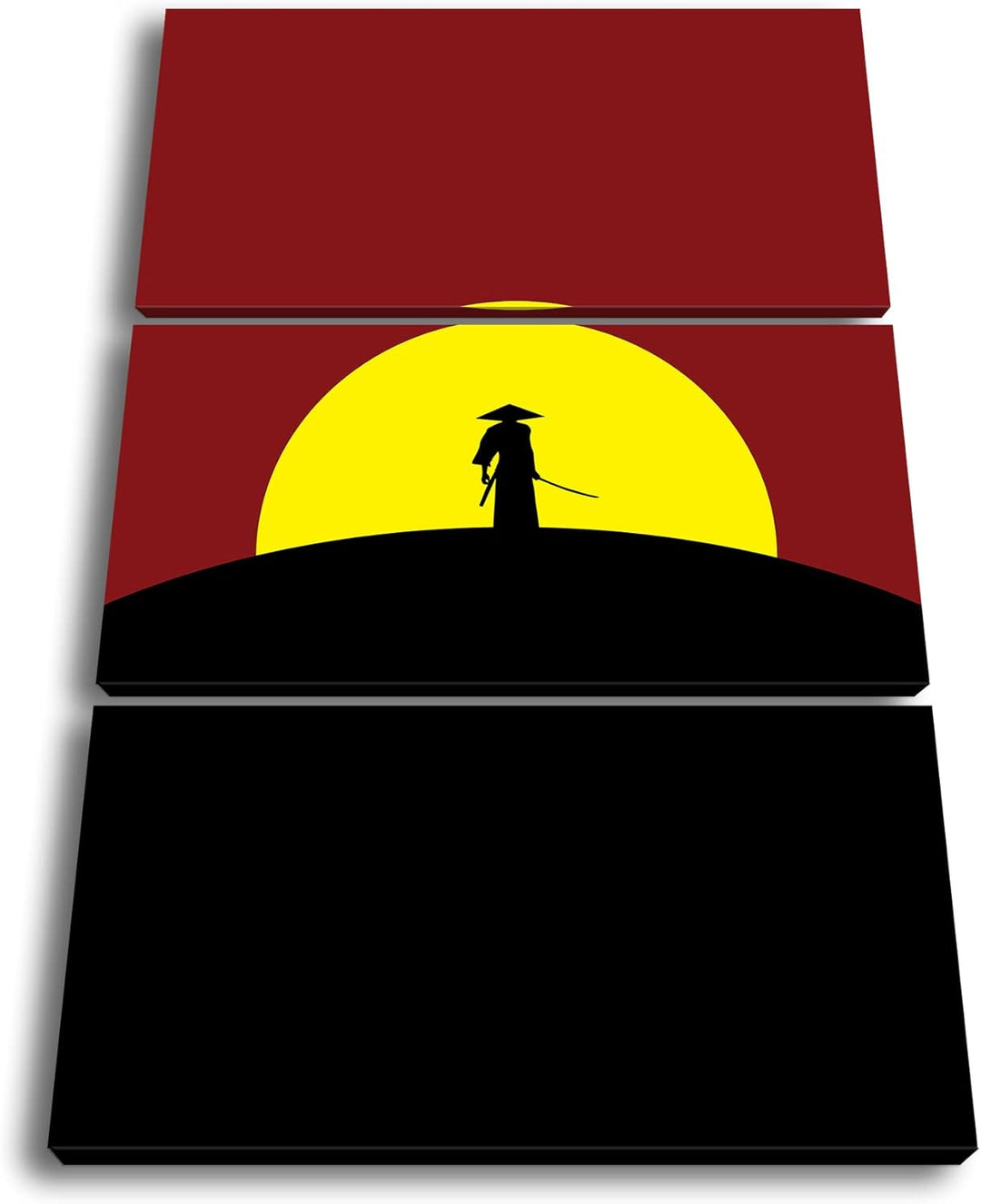 deyoli einsamer Samurai Krieger Format: 3Teilig als Leinwandbild, Motiv fertig gerahmt auf Echtholzr